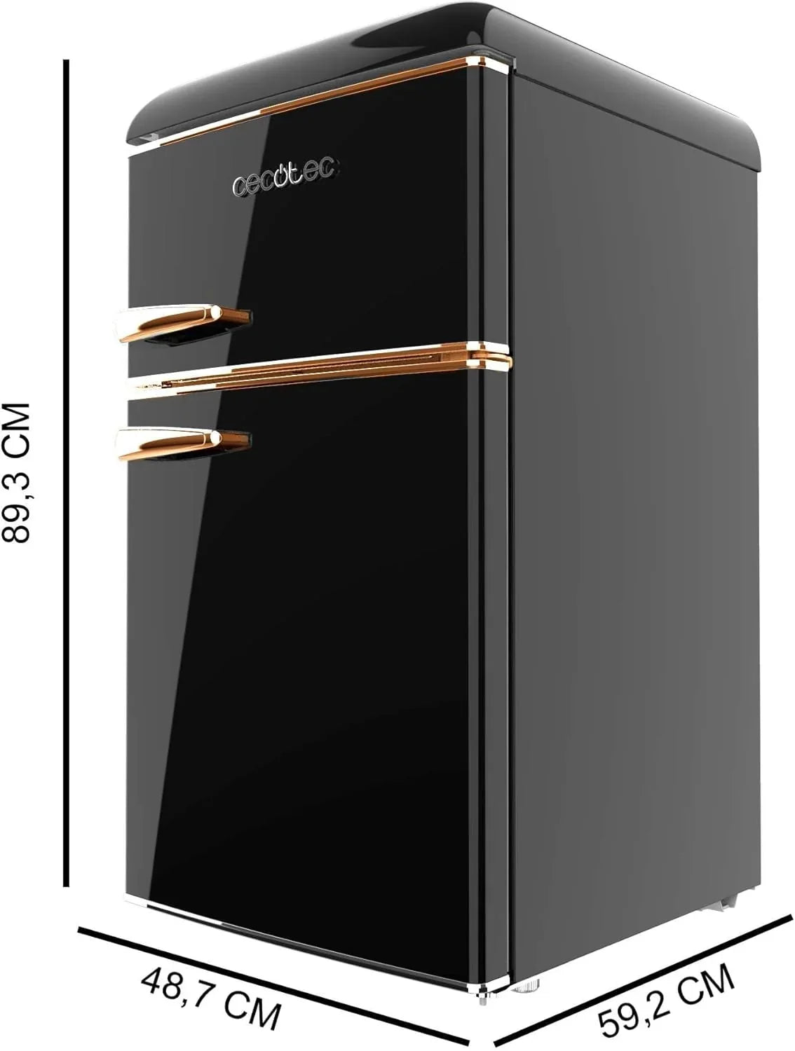 Cecotec Bolero CoolMarket 2D Origin 86 Black Frigorífico Retro 2 Puertas 86 L, 89 cm, Negro
