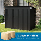 COSTWAY Caseta de Jardín Metálica 235 x 117 x 185 cm con 2 Puertas y Techo Inclinado, Gris