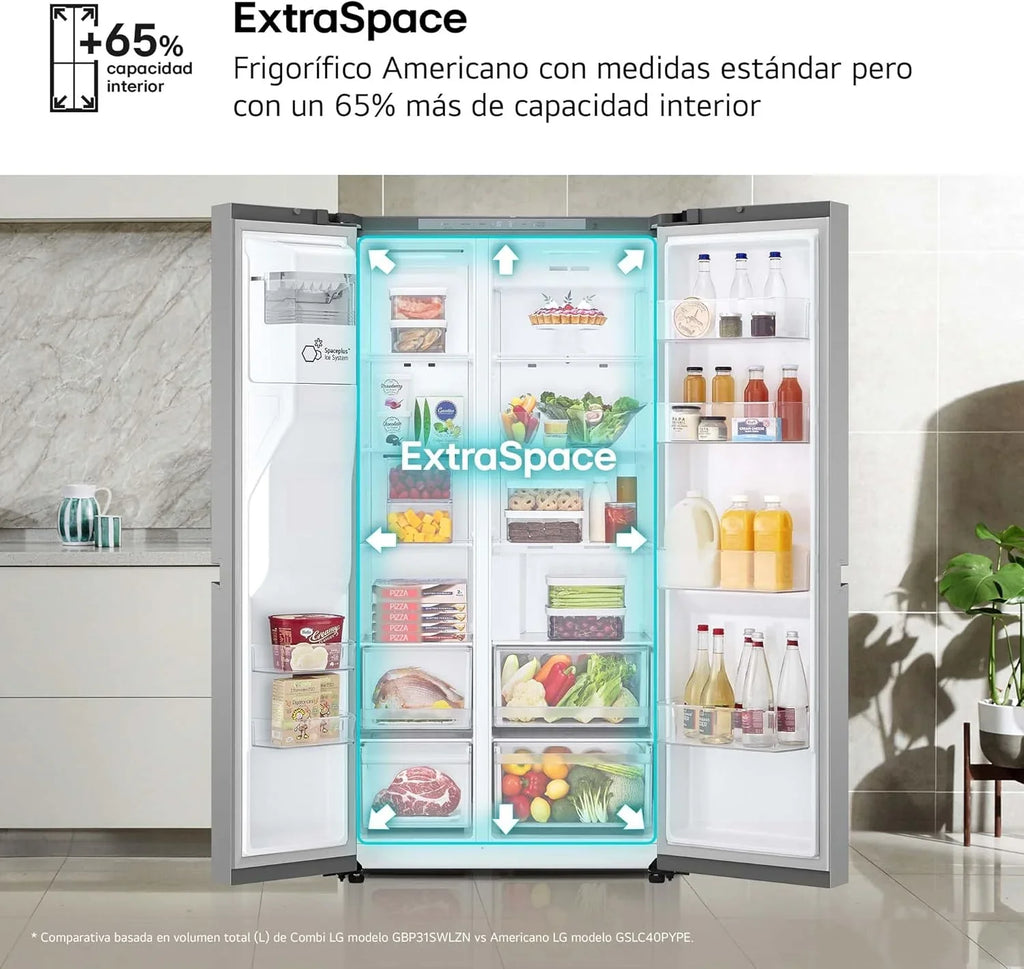 GSLC40PYPE Frigorífico Americano Side by Side 641 L, Serie 400, Inox Antihuellas, Clase E