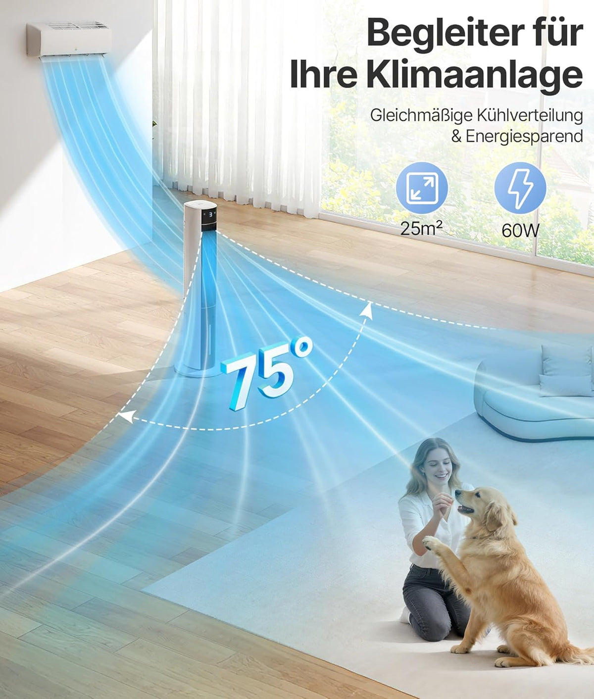 Ventilador de Torre Climatizador Evaporativo con Agua, Mando, 3 Modos y Temporizador 12 h
