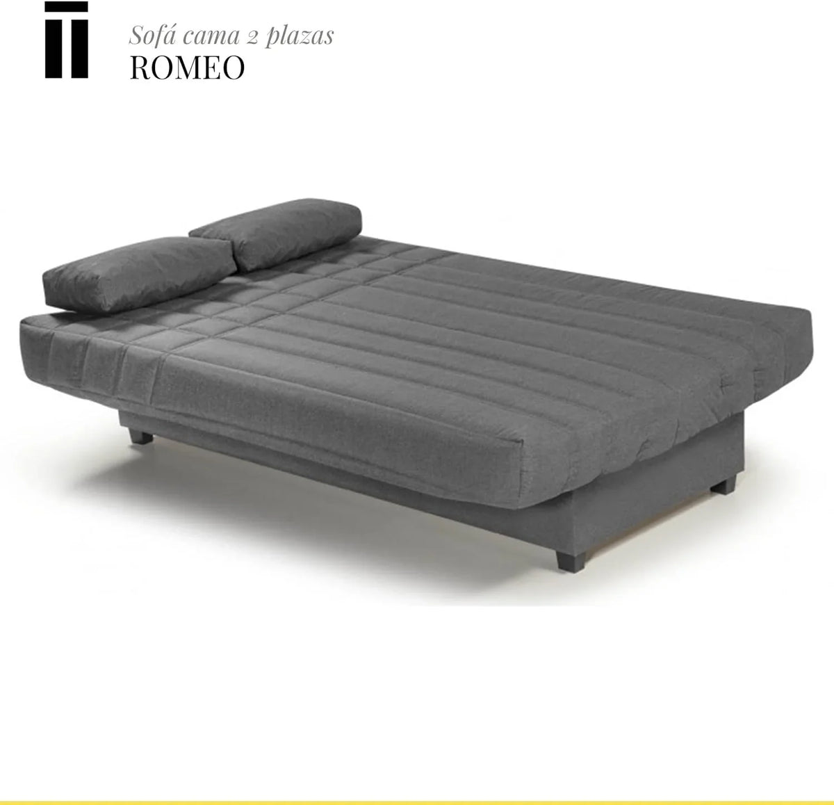 SHIITO Romeo Sofá Cama 3 Plazas Clic-Clac con Arcón y 2 Cojines, Gris Oscuro